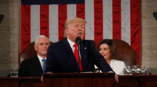 El presidente de Estados Unidos, Donald Trump, durante el discurso de estado de la Unión, el 4 de febrero de 2020.