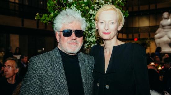 El español Pedro Almodóvar y la actriz inglesa Tilda Swinton.