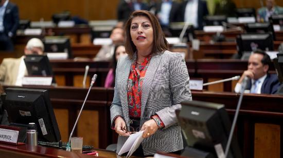 La asambleísta Wilma Andrade en el pleno de la Asamblea.