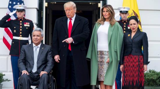 Los presidentes Lenín Moreno y Donald Trump, acompañados por Melania Trump y Rocío de Moreno.