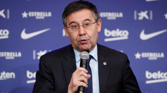 Josep Maria Bartomeu, presidente del FC Barcelona, durante una rueda de prensa el 18 de febrero de 2020.