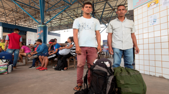 Inmigrantes venezolanos a su llegada a Pacaraima, frontera entre Brasil y Venezuela. 