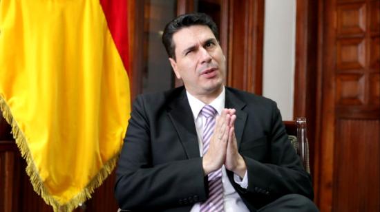 El alcalde de Cuenca, Pedro Palacios, durante una entrevista con PRIMICIAS,