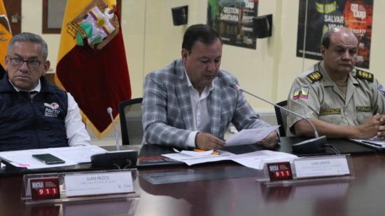 Este 25 de febrero, Juan Zapata, director general del ECU 911,  durante una rueda de prensa.