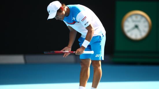 Nishioka, durante su participación en el Abierto de Australia, en enero de 2020.