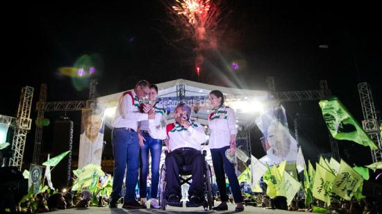 Lenín Moreno y Jorge Glas en un evento de campaña para la segunda vuelta electoral, el 29 de marzo de 2017.