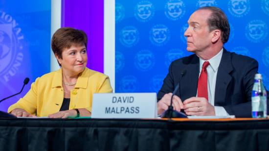 Kristalina Georgieva, Directora de Gestión del Fondo Monetario Internacional (FMI), y Presidente del Grupo del Banco Mundial, David Malpass. 