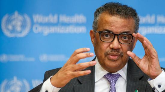 El director general de la Organización Mundial de la Salud (OMS), Tedros Adhanom Ghebreyesus, habla durante una rueda de prensa el 9 de marzo de 2020, en Ginebra.