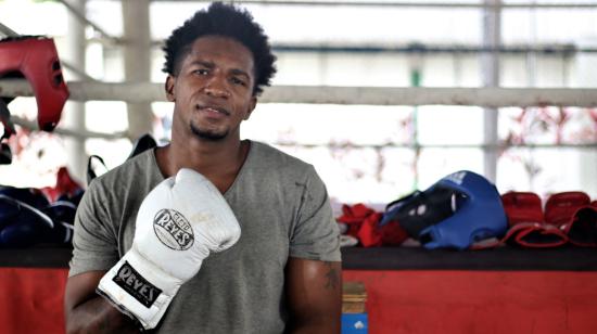 El boxeador Julio Castillo, durante un entrenamiento en Ecuador, en marzo de 2020.