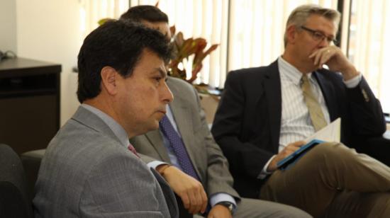 Fernando Benalcázar durante una reunión, el 28 de septiembre de 2018, con representantes de seis empresas mineras: SolGold, Codelco, Lumina, Lundin Gold, Ruta del Cobre y Newcrest