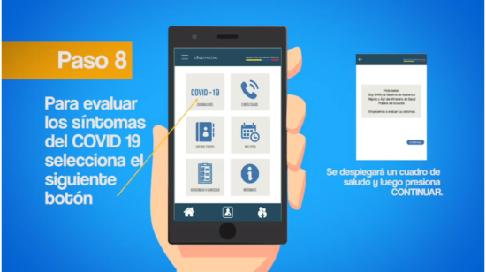 Captura de pantalla de la presentación de la app Salud EC que se hizo el 25 de marzo de 2020.