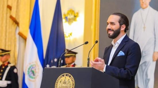 El presidente Nayib Bukele durante un discurso en su país, en abril de 2020.