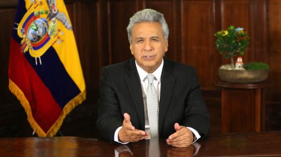 Lenín Moreno, presidente de la República, durante una cadena nacional en abril de 2019.