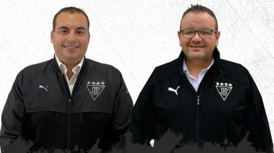 Julio Álvarez y Diego Castro, directivos de Liga de Quito, ofrecieron una rueda de prensa virtual este jueves 23 de abril de 2020. 