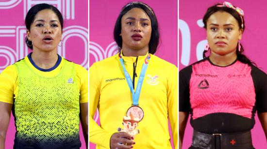 Las pesistas de Ecuador Alexandra Escobar, Tamara Salazar y Neisi Dajomes participaron en los Juegos Panamericanos de Lima 2019.