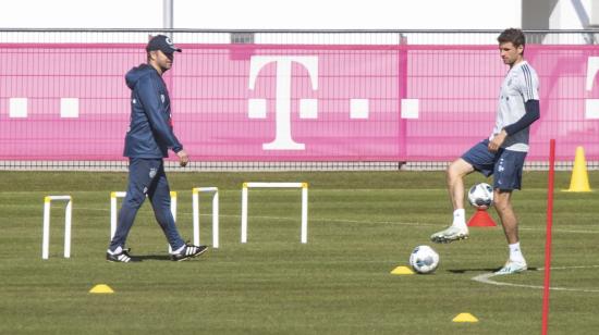 Thomas Müller, delantero del Bayern Munich, durante un entrenamiento el jueves 30 de abril.