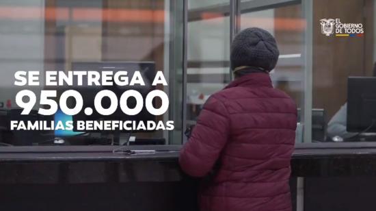 Captura de pantalla del vídeo de la Secom sobre el bono de protección familiar, difundido el 5 de mayo de 2020.