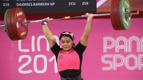 Neisi Dajomes, en una de sus competencias durante el Panamericano en Lima 2019.