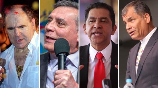 Imagen referencial: los expresidentes Abdalá Bucaram, Jamil Mahuad, Lucio Gutiérrez y Rafael Correa.