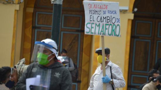 Protesta en Quito, lunes 18 de mayo de 2020.