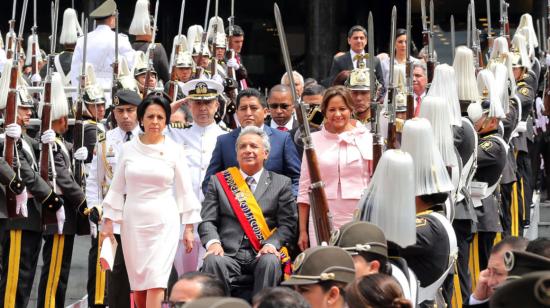 El presidente Lenín Moreno a la salida del Informe a la Nación del 24 de mayo de 2019.