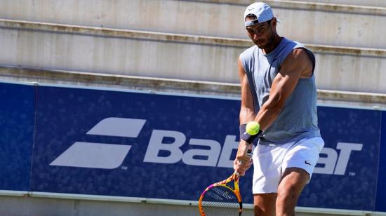 Rafael Nadal en su entrenamiento de este viernes 22 de mayo.