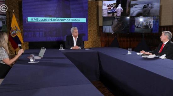 El presidente Lenín Moreno defendió el cargo de su hija en el exterior, en un diálogo con periodistas, el 22 de mayo. 