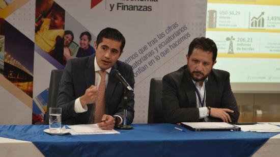 El ministro de Finanzas, Richard Martínez, en una rueda de prensa sobre la proforma presupuestaria en noviembre de 2019. 