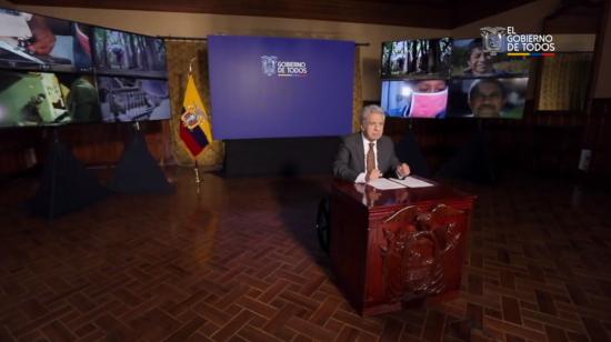 Captura de pantalla de la cadena presidencial de Lenín Moreno del 29 de mayo de 2020.