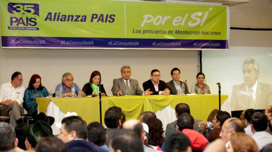 El presidente Lenín Moreno en el taller Coalición Nacional de Alianza PAIS, a propósito de la Consulta Popular, 17 de octubre de 2017.