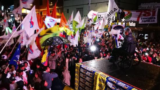 El 22 de enero de 2018, el presidente Moreno hacía campaña por la consulta popular en Quito.