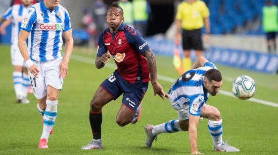 Pervis Estupiñán fue uno de los jugadores más destacados del Osasuna, en el empate ante la Real Sociedad, en el partido jugado el domingo 14 de junio de 2020.