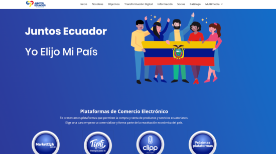 Captura de pantalla de la plataforma Juntos Ecuador, presentada en 16 de junio de 2020.