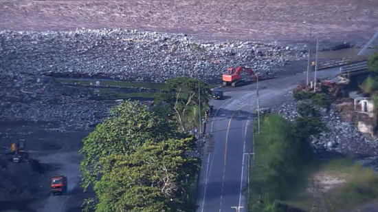 Las cámaras del ECU 911 captaron la situación del río Upano la tarde de este 27 de junio de 2020.