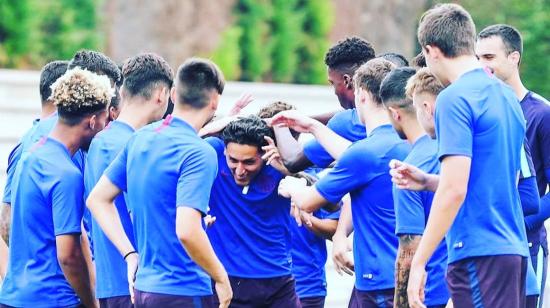 Kike Saverio en su último entrenamiento con el FC Barcelona, este martes 30 de junio.