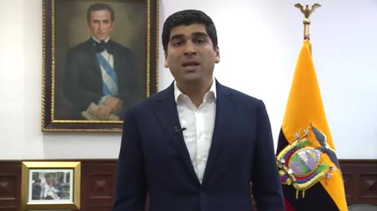 Otto Sonnenholzner durante la cadena emitida el 7 de julio de 2020, en la que renunció públicamente a su cargo en la Vicepresidencia de la República,