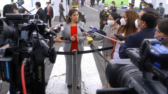 La ministra de Gobierno, María Paula Romo, durante un evento de la Polícia, el pasado 9 de junio. 