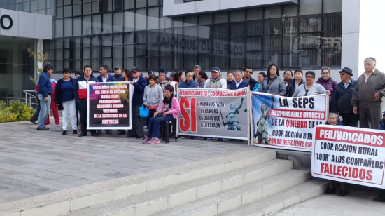 Una protesta del 21 de noviembre de 2018 de afectados por el cierre de la cooperativa Acción Rural.