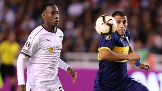 Luis Caicedo, en un partido frente a Boca Juniors por Copa Libertadores, el 21 de agosto de 2019.