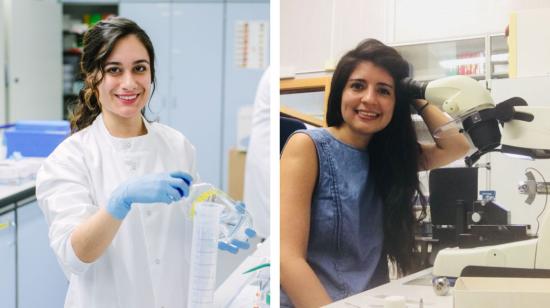 María Gabriela Bruque y María José Ulloa. Ambas investigadoras en su respectivo laboratorio.  