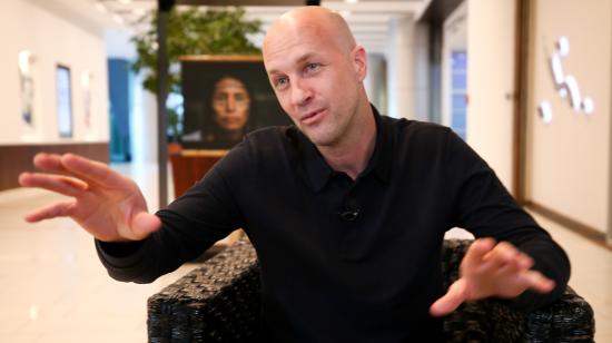 Jordi Cruyff, durante una entrevista en el aeropuerto Mariscal Sucre, en Quito, el 18 de enero de 2020. 