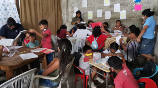 La sala que se convirtió en una improvisada escuela en Monte Sinaí, el pasado 22 de julio de 2020.