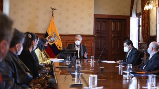El presidente Lenín Moreno mantuvo una reunión con alcaldes del país, este 29 de julio de 2020. 