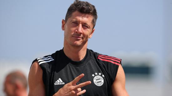 El delantero polaco del Bayern, Robert Lewandowski, después de un entrenamiento el 7 de agosto de 2020.