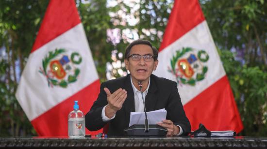 Martín Vizcarra, durante una rueda de prensa en Lima, el miércoles 12 de agosto de 2020.