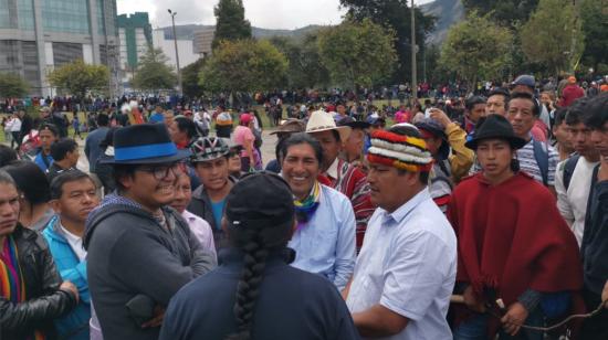 El 8 de octubre de 2019 los líderes indígenas Jaime Vargas y Yaku Pérez se encontraban en El Arbolito, previo a las manifestaciones del día.