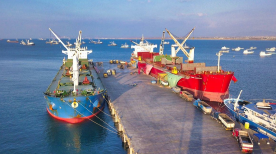 Los buques mercantes MN SIIRT y MN Stove Caledonia el pasado 24 de mayo de 2020 en el puerto de Manta.