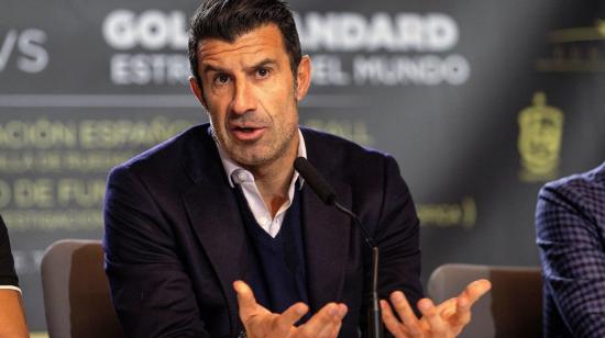 Luis Figo durante la presentación del partido de leyendas entre la selección española contra un equipo de estrellas del mundo.