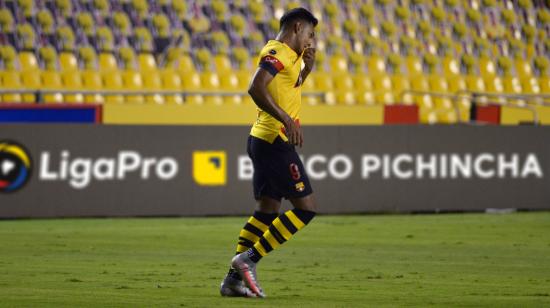 Cristian Colmán celebra el 2-1 en el clásico del Astillero, el domingo 23 de agosto de 2020 en el Monumental.