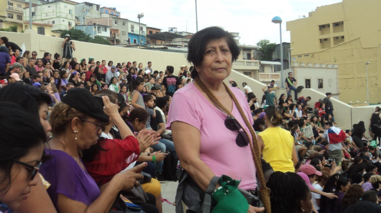 Patricia Sánchez durante la concentración del Día de la Mujer, el pasado 8 de marzo de 2020, en Guayaquil.